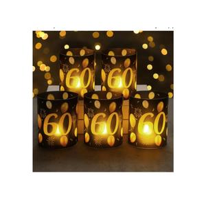 10 Sets 60th Happy Birthday Centerpieces for Table Black and Gold Birthday Decorations Lantern Boxes with Tea Lights Candles Centerpieces for Men Women 60th Party Supplies
