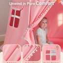 Kids Play Tent, Large Princess Tent, Kids Castle Play Tents with Carry Bag, Indoor Outdoor Game Playhouse, Portable Children Yurt Tents, Birthday Gift for Girls, 47''x45'', Pink