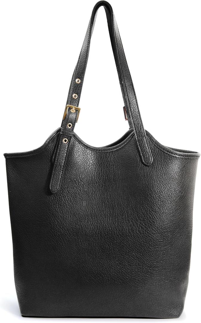 HOXIS Tote Bag for Women with Adjustable Handles Soft Vegan Leather Shoulder Handbag for Work, Travel & Everyday Use