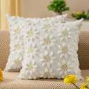 DFXSZ Spring Summer Pillow Covers 20x20 inch Set of 2 Farmhouse Decor Yellow Color Flower Heart Sunflower Soft Plush Faux Fur Jacquard Throw Pillows for Sofa Holiday Spring Home Decor PTK024C20