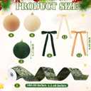 Syhood 15 Pcs 3.15" Christmas Velvet Balls Ornaments with 30 Flocked Bows 1 Vintage Ribbon Velvet Neutral Christmas Tree Decoration for Xmas Holiday Decor(Green/Khaki/White)