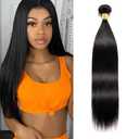 Straight Human Hair Bundles 24 Inch Straight Single Bundle #1B Natural Black Human Hair Unprocessed Native Virgin Hair 100g Total Double Weft Weave Crochet Human Hair Extensions for Women