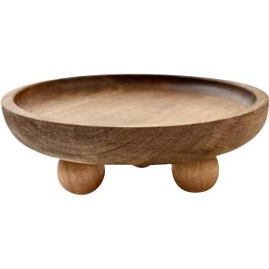 Vaveren Small Wooden Riser Wooden Pedestal for Display Tray Display Riser for Entry Table Farmhouse Kitchen Tabletop Centerpieces , Round 12.9x4cm