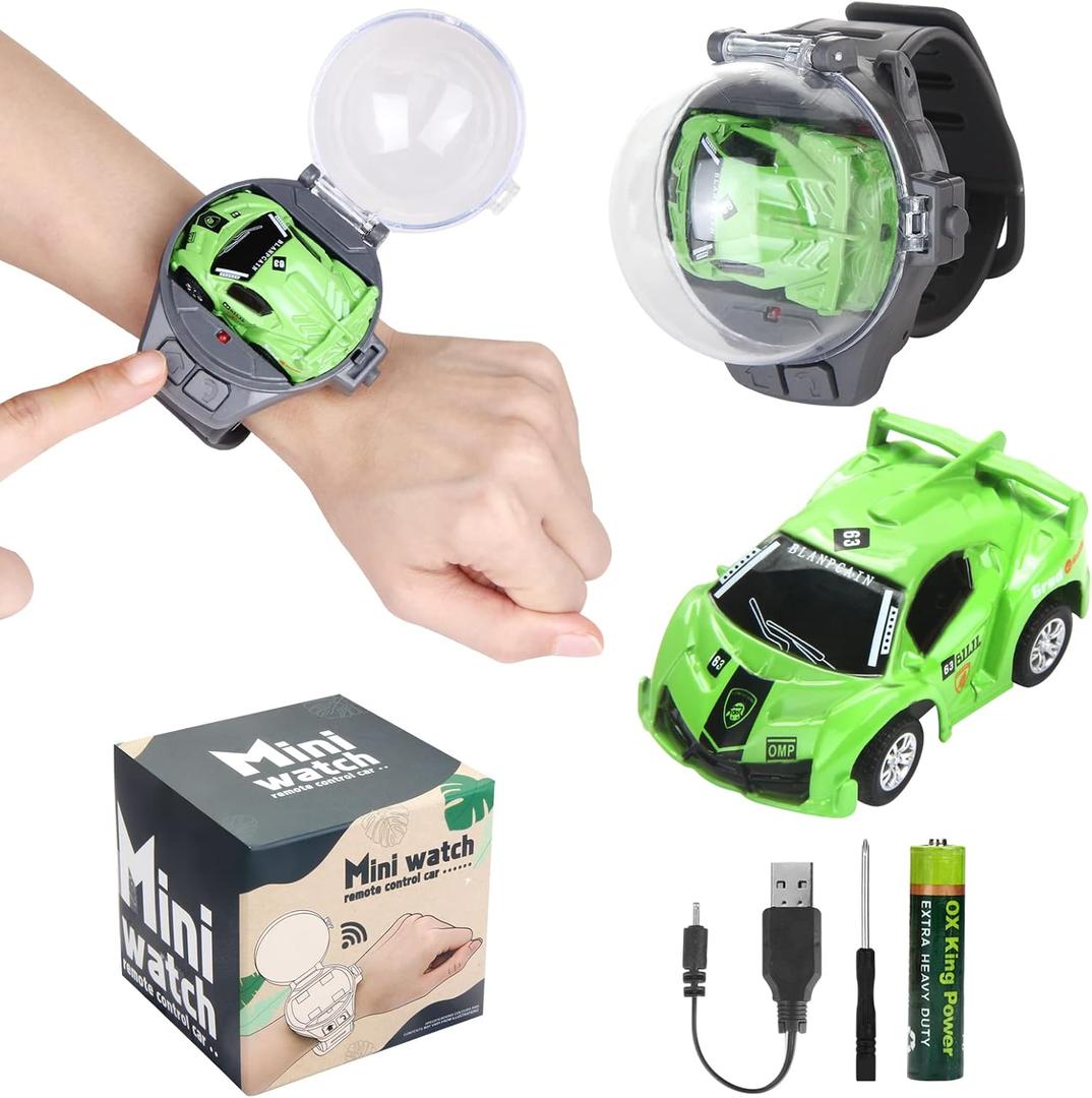 2023 Remote Control Car Watch Toys with LED Light,2.4 GHz Mini Racing Cars Wrist Toy for Kids,RC Small Car Interactive Outdoor Game Easter Halloween Birthday Gifts,Green
