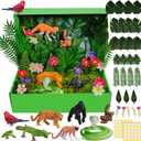 Warmtree 57 Pcs Rainforest Diorama Kit Forest Animals Figures Assorted Creatures Rainforest Diorama Supplies Animals Model Trees for Rainforest Cake Topper Birthday Party DIY Craft Projects