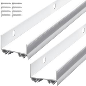 Lineshading 2 Sets Door Sweep Plastic PVC 1 3/4" x 36" Slide on Bottom Exterior Door Seal Strip for Weather Stripping Draft Stopper (White)