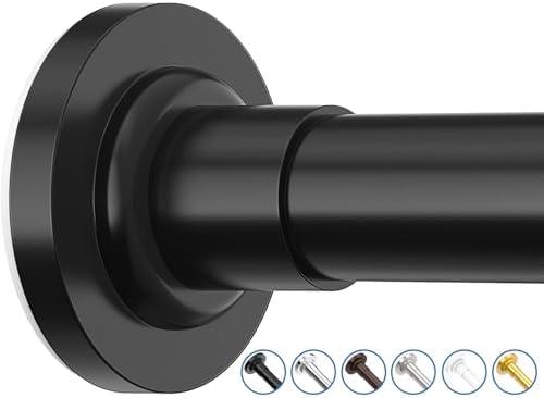 SUNALLY Shower Curtain Rod Adjustable 32-75 Inch, Spring Tension Shower Rods Stainless Steel Telescoping Curtain Rod for Bathroom or Windows, No Drilling, No Slip, No Rust, Black