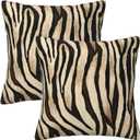 Yinzaishe Animal Tiger Skin Print Black and Gold Throw Pillow Cover 18x18 Inch Set of 2 Home Deco Square Pillow Case Cushion Covers for Bed Sofa Living Room Indoor and Outdoor