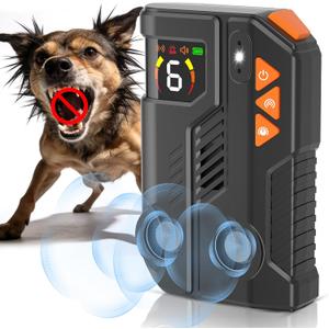 2026 Anti Barking Device for Dogs, Automatic Ultrasonic Dog Bark Deterrent with AI Detection, 2 Enhanced Emitters, 4 Adjustable Modes, IPX6 Rechargeable Stop Barking Device for Indoor Outdoor (Black)