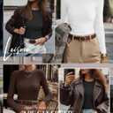 Ficerd 3 Pack Women's Ribbed Long Sleeve Tops, Crew Neck Slim Fit Undershirts Knit Basic Casual Stretch Layering Tee Shirts (XL)