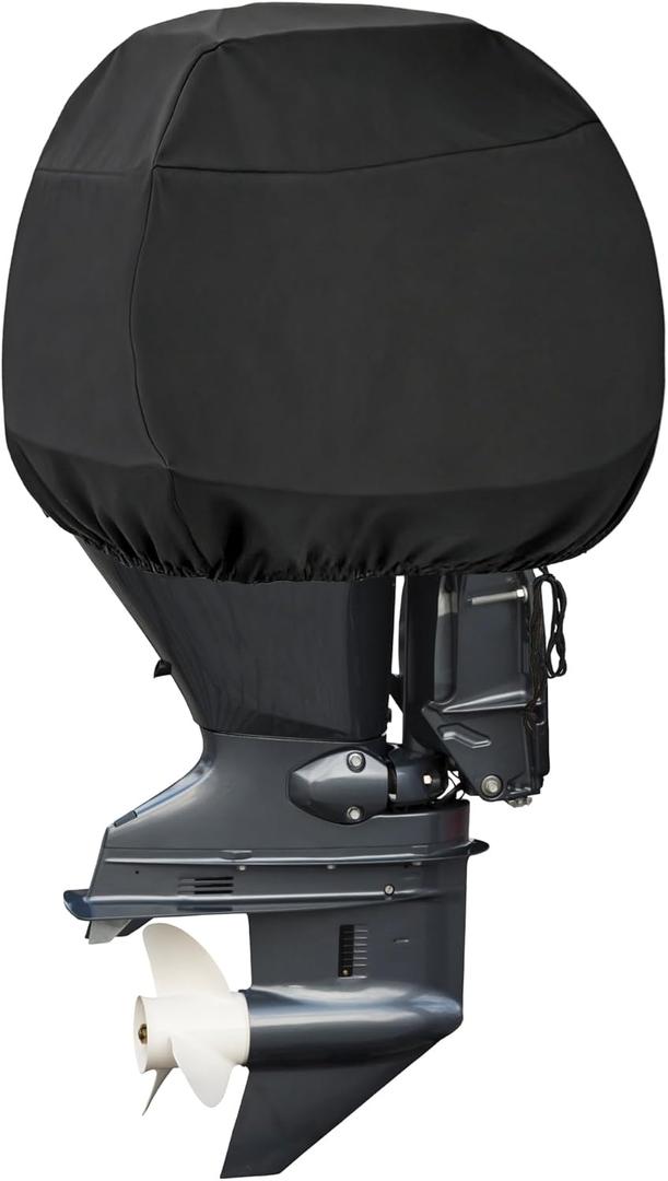 Outboard Motor Cover for Motor 100-150 HP, 600D Oxford Heavy Duty Waterproof Boat Motor Semi-Cover, UV Resistant Durable Outboard Engine Cover with PVC Coating for Most Brands