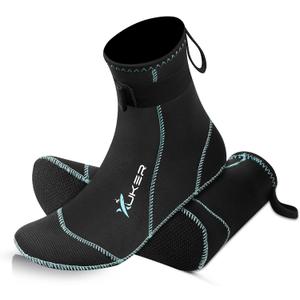 XUKER Neoprene Water Socks for Kids Toddlers 3mm Sand Proof Beach Volleyball Socks Diving Boots for Outdoor Water Sports (Black)