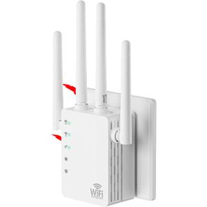 WiFi Signal Booster with 4 Directional Antennas  1200Mbps Dual Band (5GHz/2.4GHz),WiFi Extender Covers 13,888 Sq.ft, Easy Home Setup and 150-Device Support