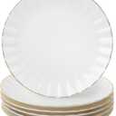 BTaT- White Dessert Plates, Set of 6, 8 inch, White Porcelain with Gold Trim, Small Plate, Small Appetizer Plates