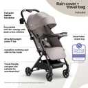Mompush Lithe V2 Lightweight Travel Stroller, Compact Foldable Baby Stroller with Travel Bag, One-Hand Fold Stroller, Snack Tray, Mechanical Recline Seat, Airplane-Ready, UPF 50+ Canopy & Rain Cover