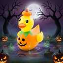 Hungdao 1 Pcs 4.6 Feet Giant Inflatable Halloween Duck Huge Halloween Large Blow up Rubber Duck for Parades and Trunk or Treats Party Supplies (Pumpkin)