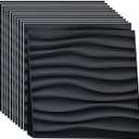 Set of 12 3D PVC Wall Panels, Decorative Wall Tiles for Living Room, Brick Effect in PVC Shatterproof, Recyclable, Waterproof, No Clock, Be Painted (K)