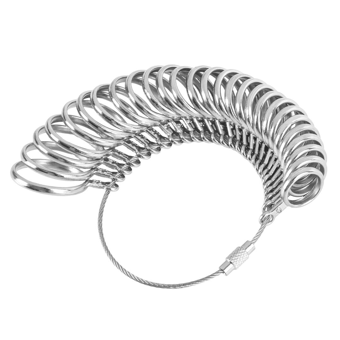 NuLink Ring Sizer Measuring Tool Stainless Steel Finger Rings Gauge 0-13 Sizing Measuring With Half Size, 27 Pcs