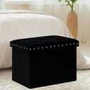 B FSOBEIIALEO Storage Ottoman Cube Folding Tufted Ottomans, Storage Boxes Footrest for Bedroom, Luxury Velvet Fabric 16.5 * 12.6 * 12.6 Inches Black