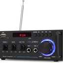 Pyle 200W Wireless Bluetooth Stereo Power Amplifier - Dual Channel Audio Receiver with RCA - USB - SD - MIC IN - FM Radio - AUX Input - Remote Control for Home Theater & Studio Use - PDA29BU