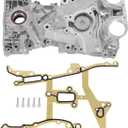 Engine Timing Cover w/Gasket Compatible with Chevy Cruze Sonic Trax Buick Encore 1.4L 2011-2021 Timing Chain Oil Pump Cover & Seal Replace 25199424 25194353 55562793 (Timing Cover w/Gasket)