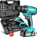COMOWARE 20V Cordless Drill, Electric Power Drill Set with 1 Battery & Charger, 3/8” Keyless Chuck, 2 Variable Speed, 266 In-lb Torque, 25+1 Position and 34pcs Drill/Driver Bits