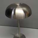 Portable Mushroom Table Lamp with 5200mAh Battery, 11'' Cordless LED Night Light with Stepless Dimming, 3 Color Modes & Adjustable Height for Bedroom/Patio/Bar Decor/Coffee Shop Ambiance (Silver-tall)