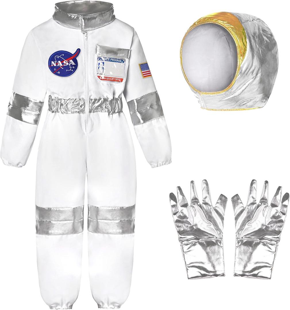 NASA Pilot Costume Kids Astronaut Costume for Boys Girls Space Pretend Dress Up Cosplay Birthday Gifts Halloween (3-4 Years, White) NASA Pilot Costume Kids Astronaut Costume for Boys Girls Space Pretend Dress Up Cosplay Birthday Gifts Halloween (3-4 Years, White)