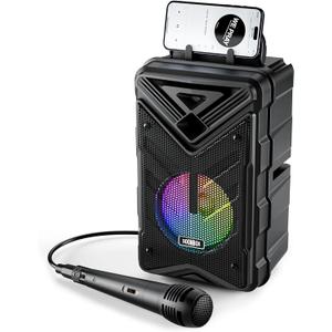 Portable Bluetooth Speaker with RGB Multicolor Rhythm Light, Portable Bluetooth Speaker with Microphone, Support USB/TF/FM/AUX/TWS, Suitable for Home Party