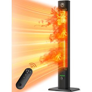 42INCH Outdoor Heater, 9Heat Levels & 540Min Timer, Child Safety Lock, IP65 Waterproof Garage Heater, 1500W Infrared Heating,Tip-Over&Overheat Protection,Patio Heaters for Outdoor Use Indoor