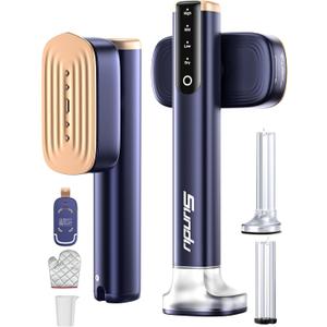 Travel Steamer for Clothes,Sundu Portable Handheld Garment Steamer,15s Fast Heat-up,2 Water Tanks (180 ml and 100 ml),Steamer Ironing Gloves,45 Minutes of Continuous Ironing for Travel,Home(Aqua)