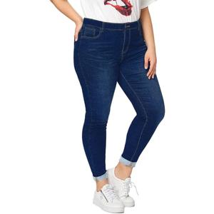 ALLABREVE Womens Plus Size Skinny Jeans Stretchy High Waisted Ankle Jean Ripped Slim Fit Washed Denim Distressed Tight Jean (3X-Large, Elastic Waist Dark Blue)