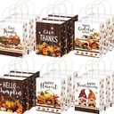 Fourluoo 30 Pack Thanksgiving Party Favor Fall Paper Gift Bags with Handles Thanksgiving Pumpkin Tote Bags 5.91 x 3.15 x 8.27 Inches Turkey Gnome Candy Gift Handbag for Harvest Party Supplies