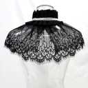 MYAYD Women's Black Lace Faux Renaissance Gothic Steampunk Medieval Victorian Ruffled Collar Accessories small cape (Black, M)