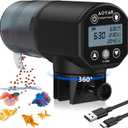 Automatic Fish Feeder Dispenser for Aquarium: Rechargeable Auto Feeders for Tank Turtle Pond Betta - 200ml Smart Food Feeding Timer Dispensers for Flake Pellet Vacation Weekend