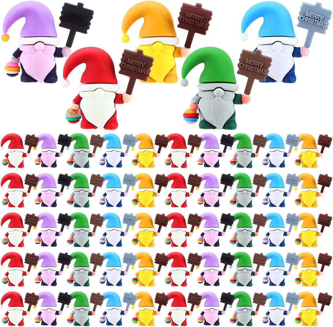 Jetec 50 Pcs Mini Christmas Figurines to Hide Miniature Gnomes Tiny Figurines Ornaments for Christmas Home Table Decorations