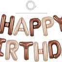 TONIFUL Light Brown Chocolate Happy Birthday Balloons Banner 16 Inch Mylar Foil Letters Birthday Sign Reusable for Girls Boys Kids & Adults Birthday Decorations and Party Supplies