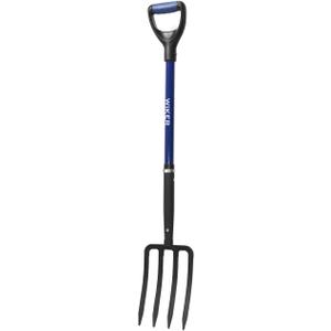 WIKER Pitchfork,Pitchforks for Gardening Digging Composting Spading,4Tines Garden Fork witn Fiberglass Handle,43 Inches