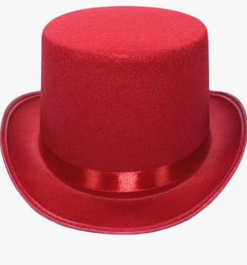 Top Hat for Men Women Adult, Magician Victorian Pilgrim Theatrical Clown Bowler Tailcoat, Cosplay Costume (Red)