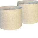 Lampshades Set of 2, 11.6" Top x 12.6" Bottom x 9.5" High, Drum Lamp shadesMedium Lamp shade, Beige Lampshade Natural Linen Hand Crafted