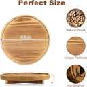 12 inch Large Round Decorative Tray Wood Bathroom Counter Organizer Farmhouse Kitchen Decor Wooden Riser for Perfume Soap Dish Wood Decorative Candle Holders for Home Decor Brown Table Centerpieces