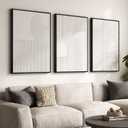 Large Framed 3D Textured Abstract Wall Art for Living Room, 3 Piece Modern White Geometric Pictures Wall Decor, Minimalist Line Paintings for Bedroom Dining Room Hallway Office 24x36 In