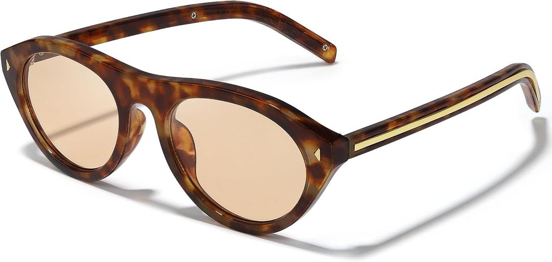 Oval Cat Eye Sunglasses for Women Trendy Retro Cateye Frame with UV Protection for Traveling or Driving