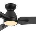 44" Ceiling Fan with Light and Remote, Low Profile Flush Mount Ceiling Fan, Noiseless Reversible DC Motor, for Bedroom/Living Room/Porch Black