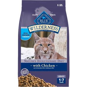 Blue Buffalo Wilderness Nature's Evolutionary Diet High-Protein, Grain-Free Natural Dry Food for Adult Cats, Chicken, 6-lb. Bag (6 Pound (Pack of 1)) Best By Apr 14, 2026