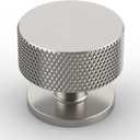Amerdeco 10 Pack Brushed Satin Nickel Knurled Cabinet Knobs Single Hole 1.2 Inch Diameter Round Drawer Knobs for Bathroom Cabinets K0017