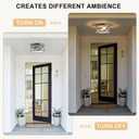 Motion Sensor Outdoor Flush Mount Ceiling Light, Industrial Glass Rustic Wood-Like Finish 2-Light Ceiling Lamp for Porch, Entryway, Garage, Timer and Sensitivity Adjustable (Wood-Like-Round)