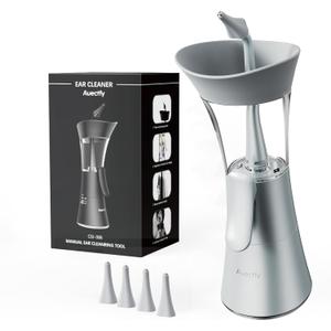 Manual Ear Wax Removal Kit - One-Hand Control Ear Cleaner Tool, Easy to Use Ear Irrigation Flushing System with Soft Silicone Tip for Effective & Safe to Clean Ear Built Up Wax Home Use(Gray)