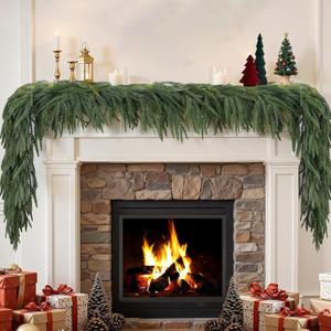 Christmas Norfolk Pine Garlands Soft Bendable Winter Pine Garland Real Touch Artificial Christmas Greenery Garland for Fireplace/Mantle/Table/Window/Stairs/Indoor or Outdoor Xmas Decor (5FT-1PC)