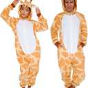 Funziez! Slim Fit Adult Onesie - Animal Costume - Plush Unisex Christmas One Piece Cosplay Suit for Women and Men (Giraffe)